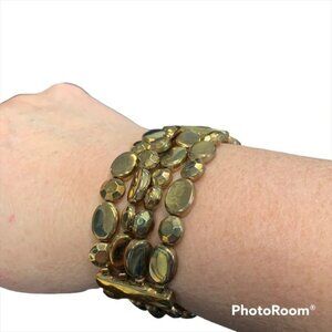 Avon mulitrow beaded stretch bracelet in goldstone